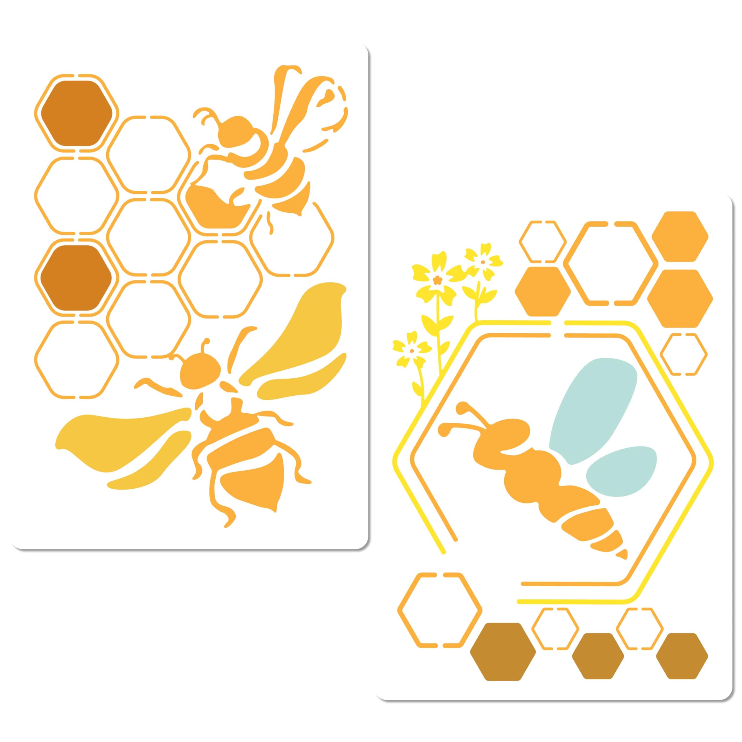 GORGECRAFT Lot De 8 Pochoirs Métal Abeille Réutilisables - Nid D'Abeille Miel Pour Peinture, Scrapbooking, Gravure Et Pyrogravure