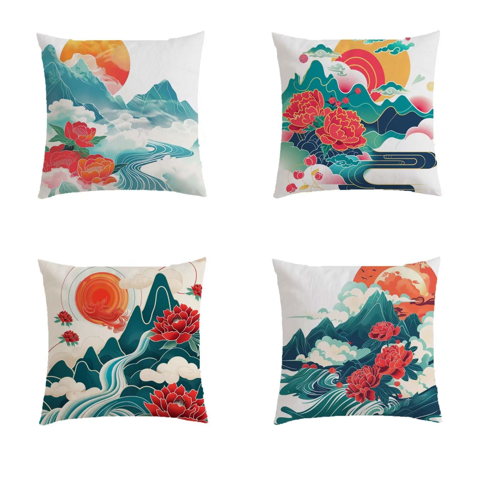 Housse de coussin salon de jardin exterieur turquoise 50x50cm lavable contre la décoloration