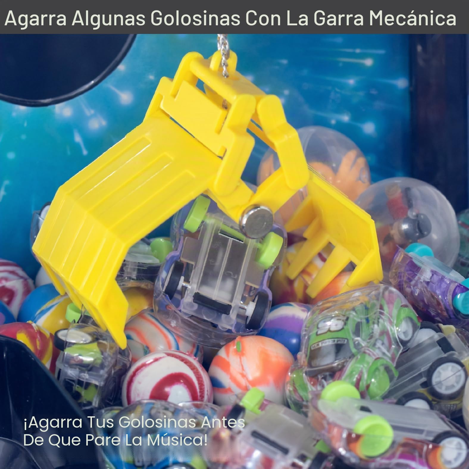 Global Gizmos 50189 Candy Grabber/Claw Machine Arcade Game para niños/Controles de Joystick/Monedas Incluidas/batería o USB/Color Negro