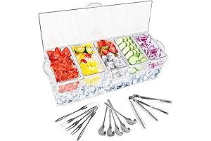 5-Compartment Chilled Condiment Server with Ice Tray