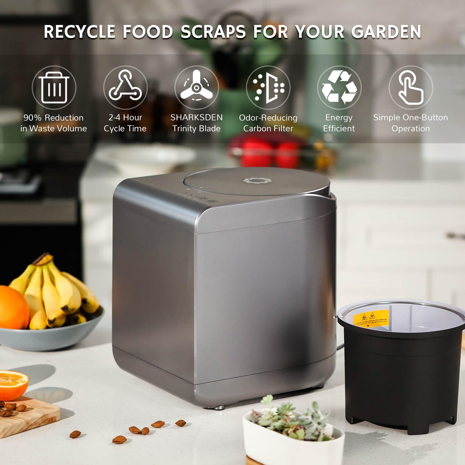 Airthereal Revive Food-to-Soil System, Odorless Countertop Electric Kitchen Composter, 1-Click Smart Operation, Powerful Sharksden Trinity Blade to Cycle Food Waste into Earth Nutrition - 2