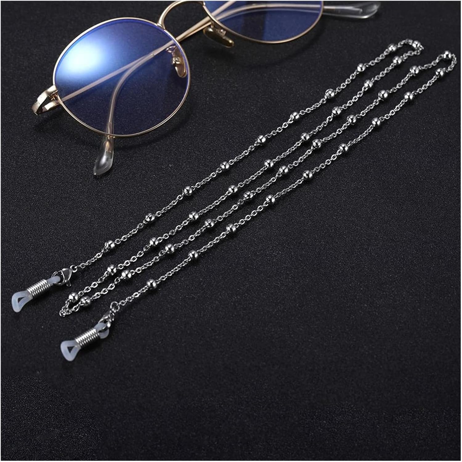 ステンレススチールチェーンレディースビーズメガネチェーンストラップサングラスネックストラップメガネコード (Color : 9)