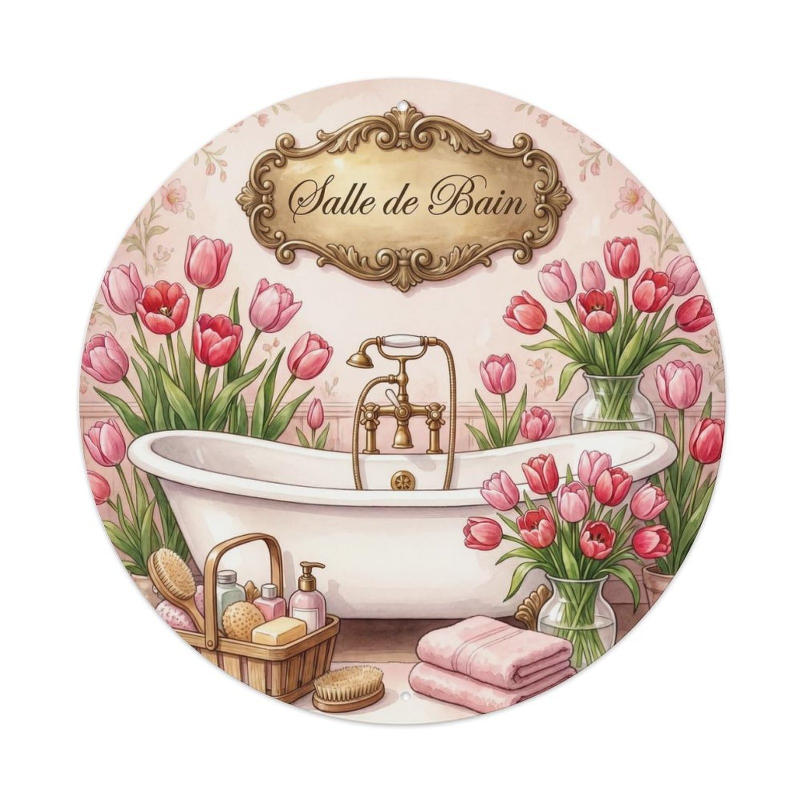 Fqnyr Style Bathroom Tulip Vintage Bathroom Wall Metal Tin Sign