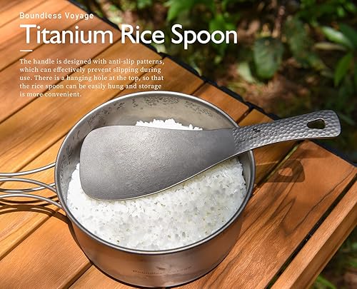 Miniatura 2 de Boundless Voyage Pala de arroz de titanio - Pala de cocina de mango corto, espesada Ti1079T