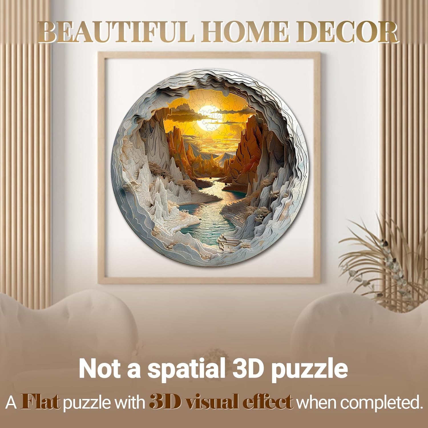 Puzzle in legno per adulti, effetto visione 3D, forma unica all'interno della grotta, puzzle in legno per adulti, puzzle in legno, sfida, puzzle in legno (L-34 x 34 cm, 300 pezzi)