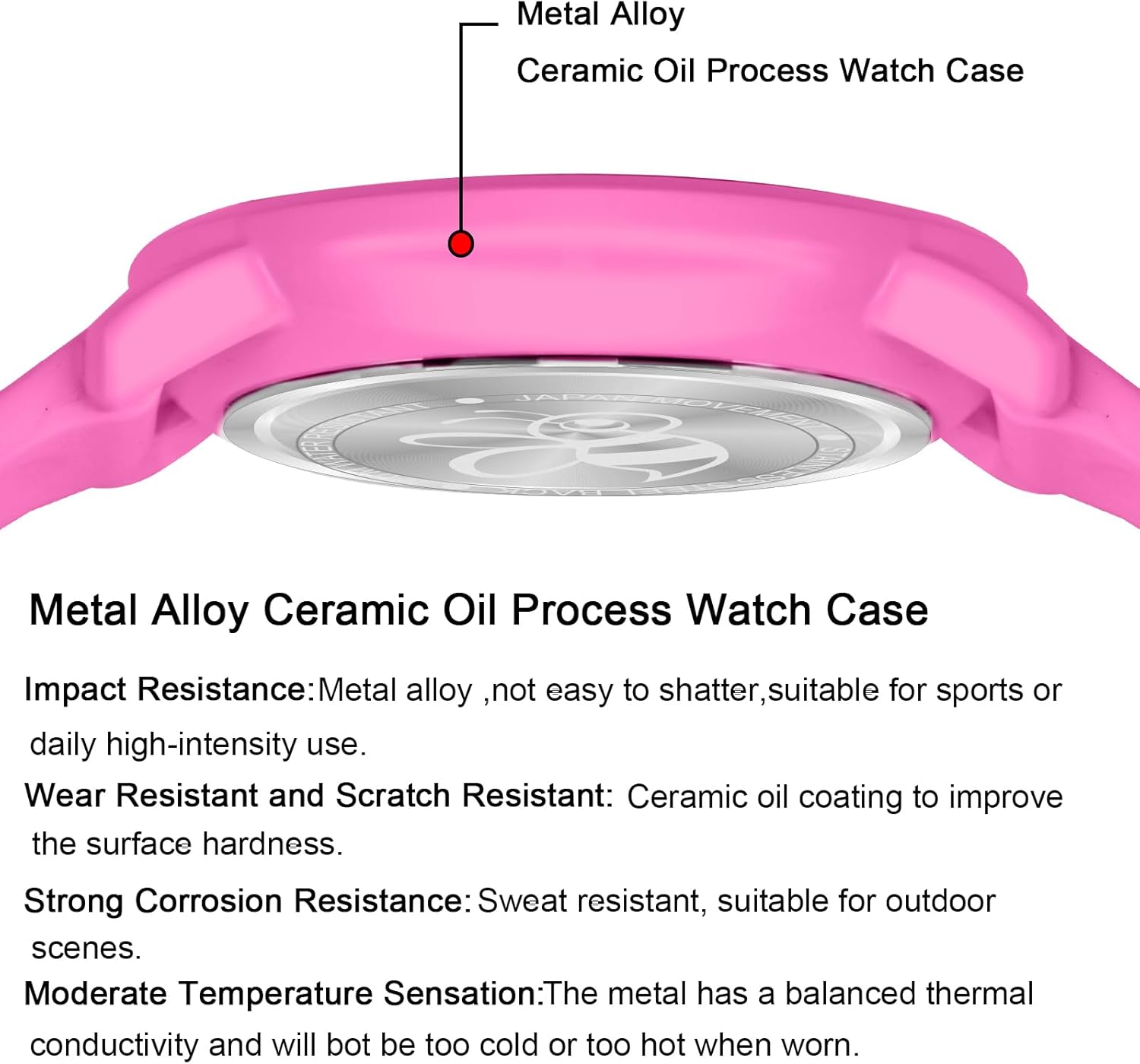 Bisley 38mm Watch for Women Metal Watch Case (Ceramic Oil Finish) Silicone Strap 3 ATM Easy Reader Wrist Watch for Ladies - Image 2