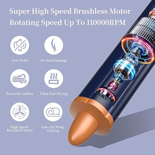 Miniatura 3 de JOYOURS Cepillo secador de pelo iónico, sistema de peinado y secado de aire, potente secador de pelo 6 en 1 y multiestilizador con rizadores de