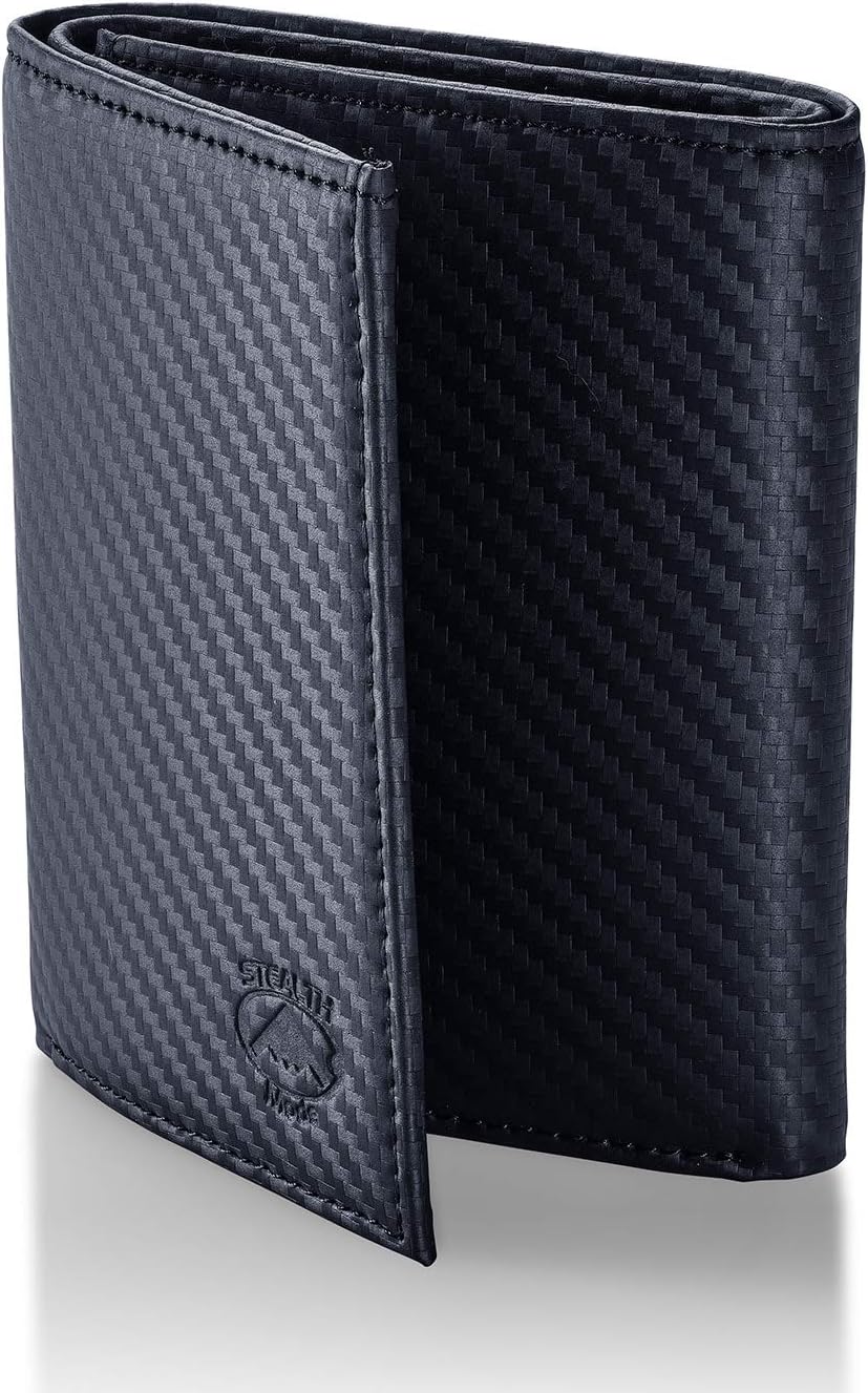 Stealth Mode Carbon Fiber Trifold RFID Wallet For Men With Flip Out ID Holder (Carbon Fiber) - Image 7