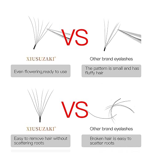 Miniatura 6 de Extensiones de pestañas falsas 6D con volumen, abanico prefabricado, rizado 0.07 D, mezcla de 8-15mm, pestañas mate negras en forma de W,