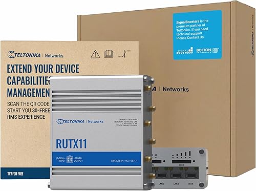Teltonika RUTX11 Router WiFi celular industrial con ranura para tarjeta SIM dual, 4G LTE CAT 6, velocidades de hasta 300 Mbps, conectividad LAN,