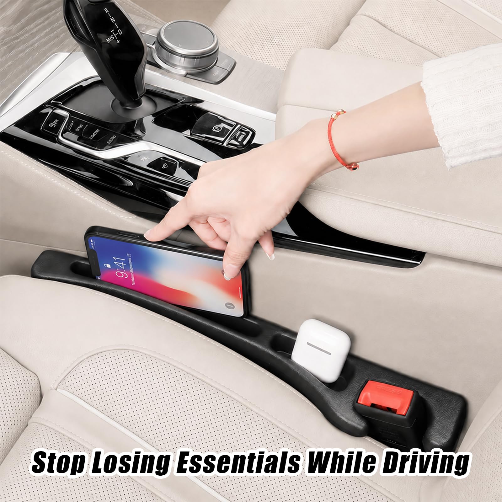MTABCTY Car Seat Gap Filler Organizer 2 PCS Black Universal Seat Gap Plug Blocker Anti-Drop Console Catcher Phone Keys Storage for Car Truck SUV Auto Accessories Style2 view 4