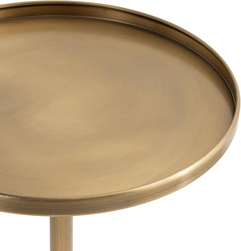 Miniatura 6 de Kate and Laurel Tira - Moderno lado redondo para usar como mesita de noche de dormitorio o mesa de sala de estar, 14 x 14 x 24 pulgadas, latón y