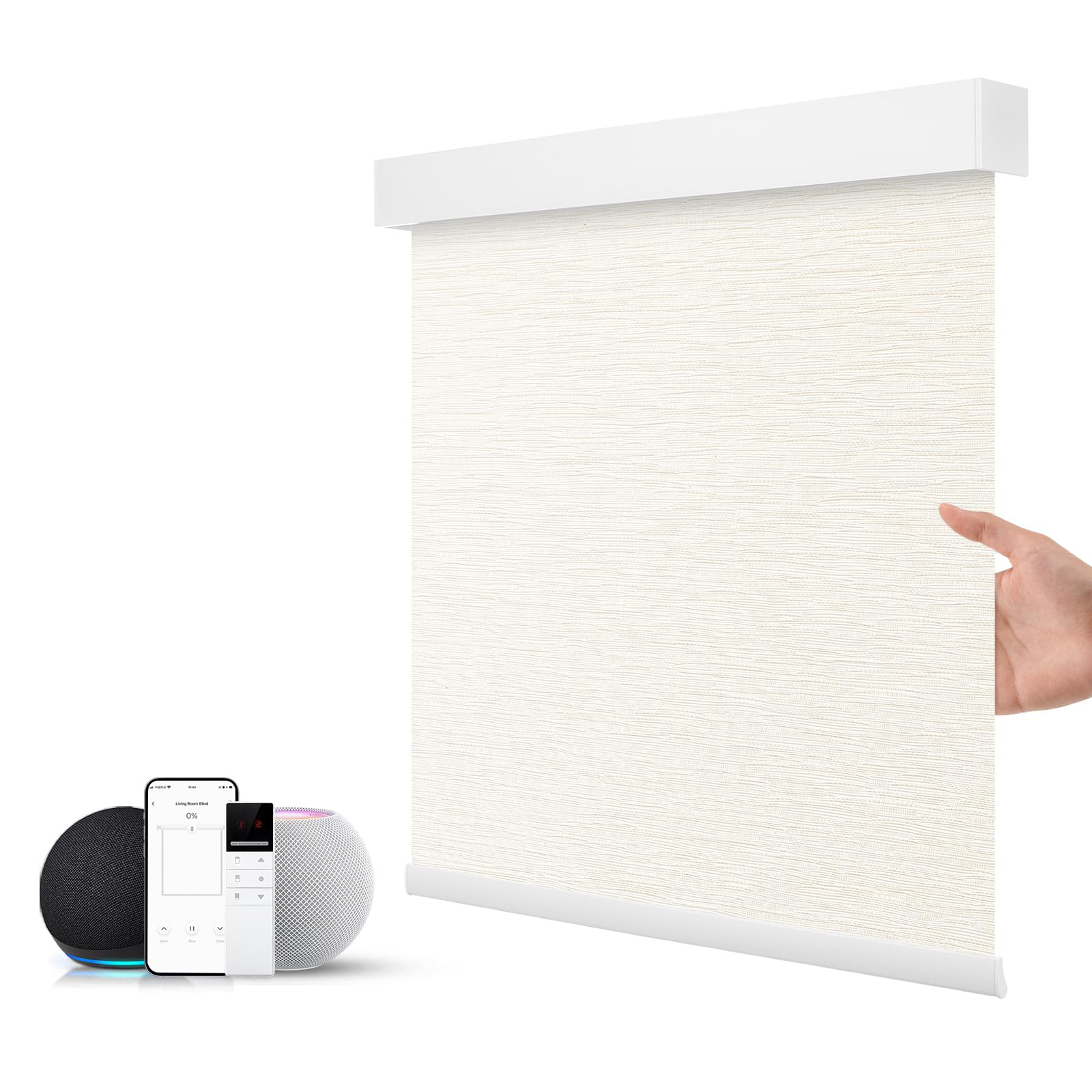 ZSTARR Motorized Smart Blind for Window with Remote Control, Automatic Blackout Roller Shade Customizable Size,with Valance Child Safety Rechargeable