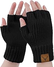 Women Fingerless Gloves - Winter Warm FingerIess Mittens Ladies Thermal Knitted Half Finger Gloves Wool Blend Soft Winter Gloves for Women Girls Outdoor Driving Working Typing Gifts UK