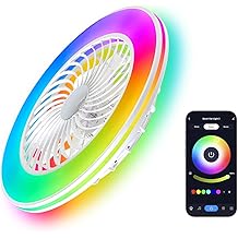 NEW Smart WiFi&amp;Bluetooth RGB Ceiling Fans with Lights and Remote,20"low profile ceiling fan with light,Compatible with Alexa,Google Assistant,App Control Color Changing,3000K-6000K,6 adjustable speed
