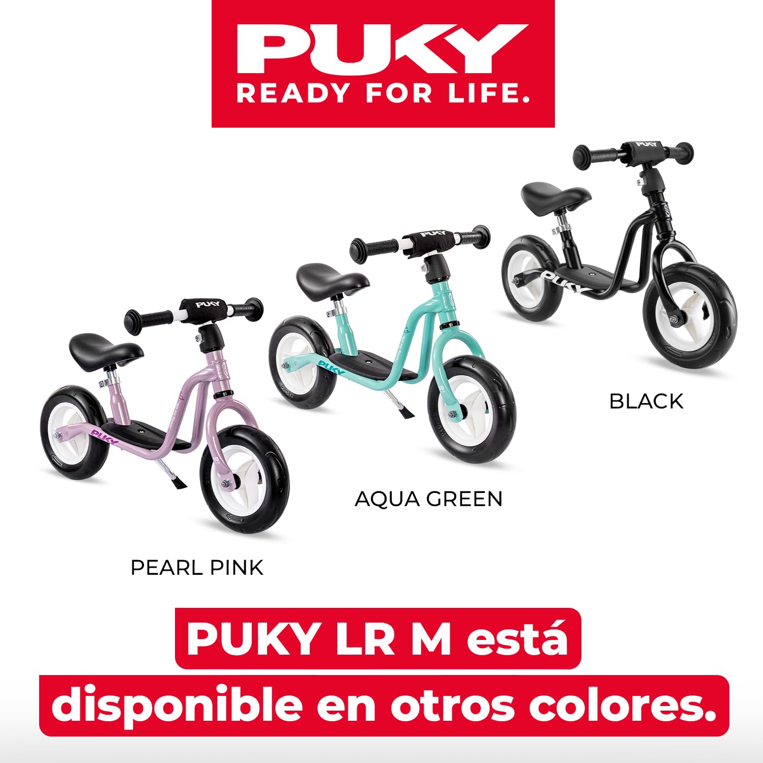 PUKY LR M Aqua Green - Bicicleta de equilibrio a partir de 2 años, juguete para niños a partir de 2 años, scooter infantil con estribo, bicicleta de equilibrio con empuñaduras de seguridad en manillar