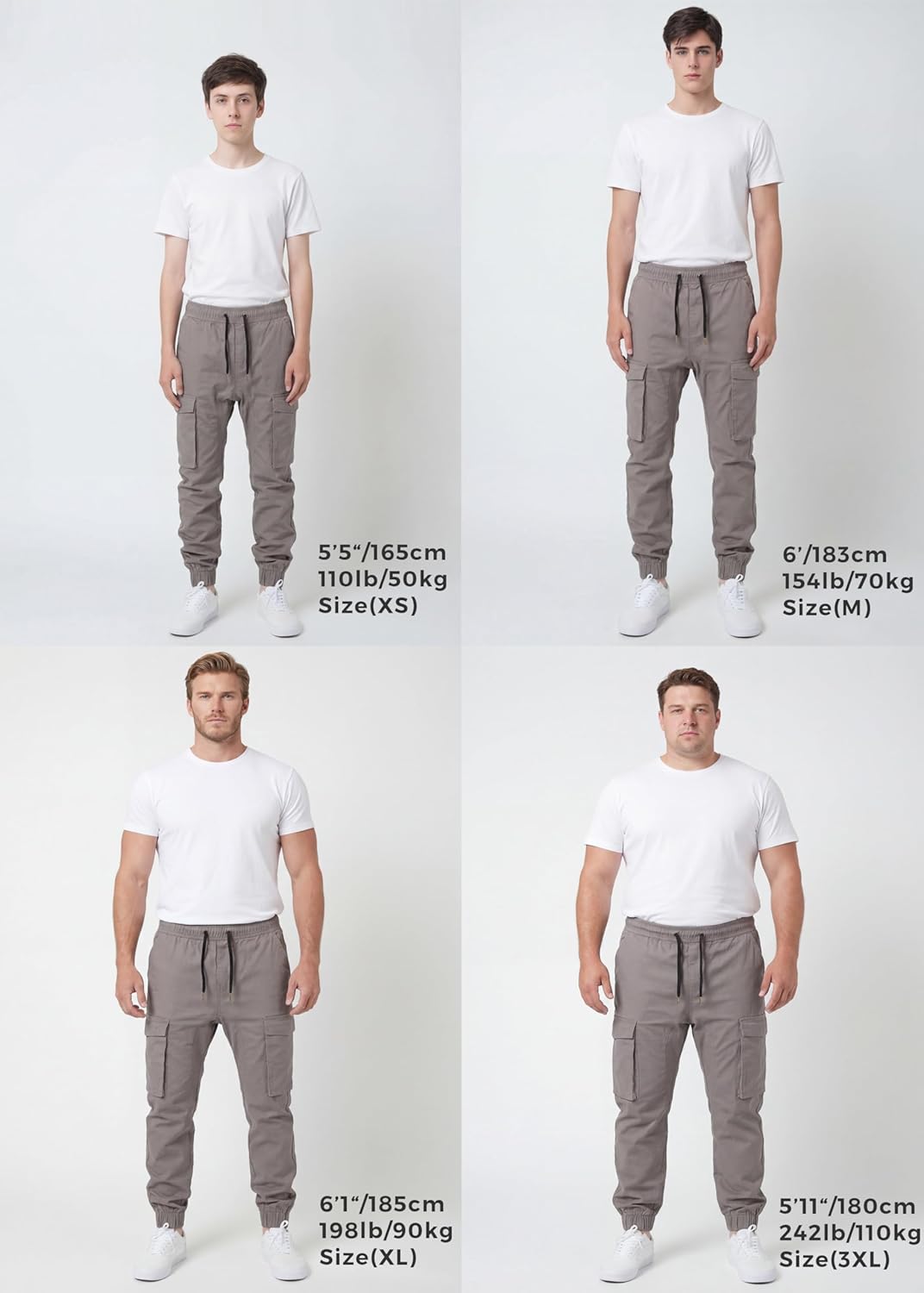 ITALYMORN Mens Khaki Joggers Casual Cargo Joggers Black Cargo Pants Drawstring Waist - Image 6
