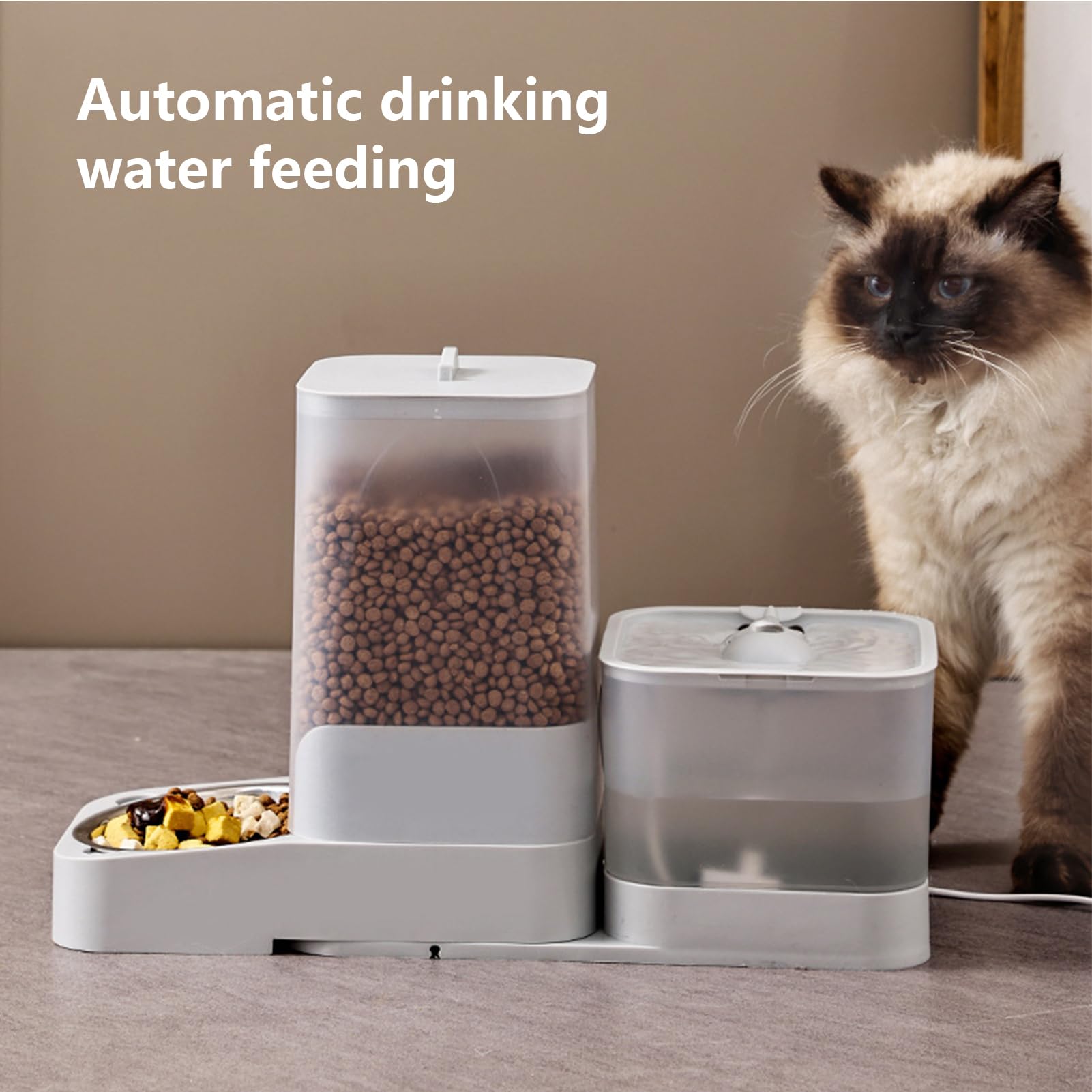 Distributeur Automatique Croquettes Chat Bol-Abreuvoir Grande Capacité