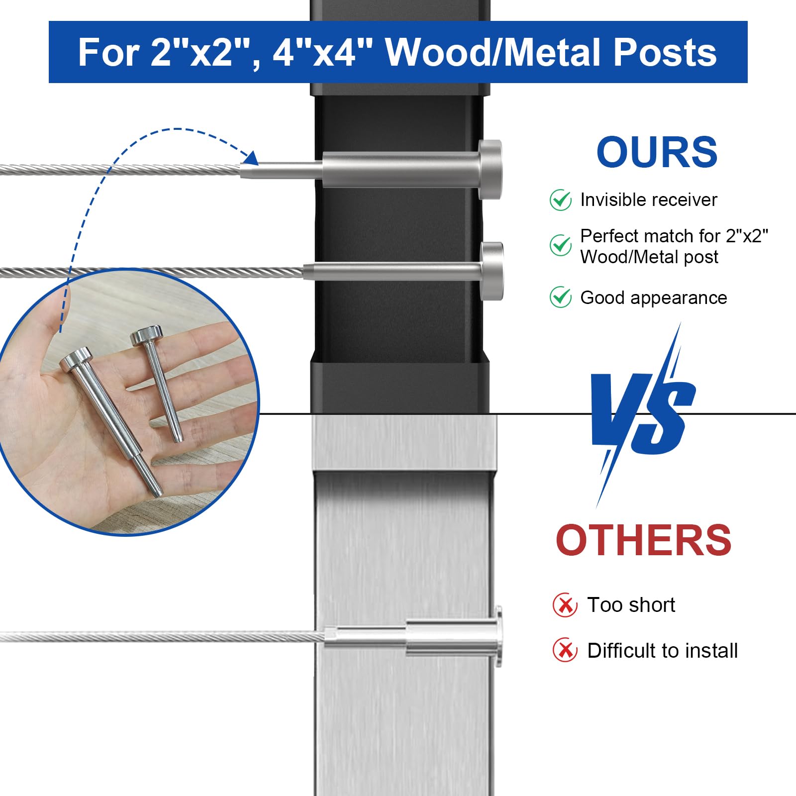 Snapklik.com : 10 Pairs Invisible Cable Railing Kit, 1/8