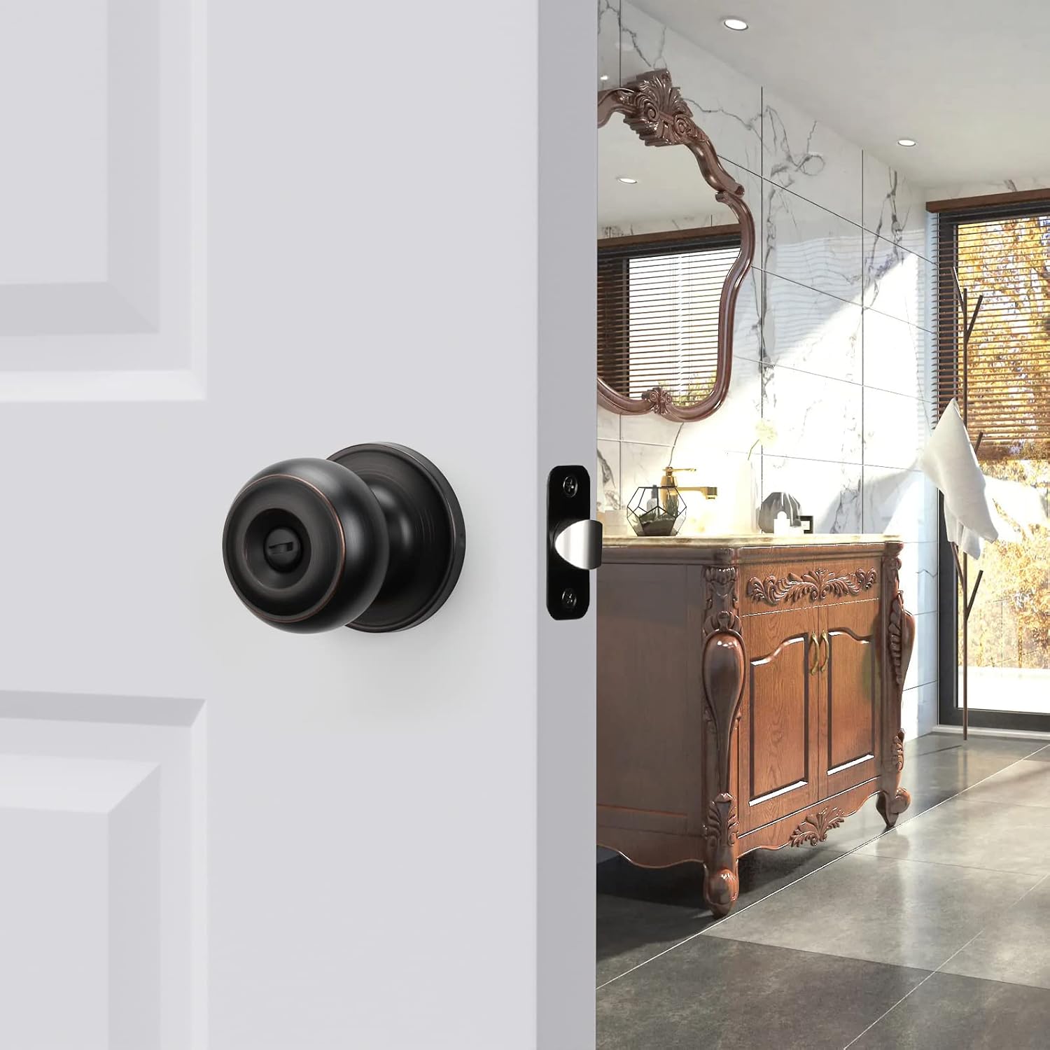 Haidms 10 Pack Oil Rubbed Bronze Door Knobs Interior, Bronze Privacy Interior Door Knobs for Bedroom or Bathroom Classic Round Doorknobs Hardware