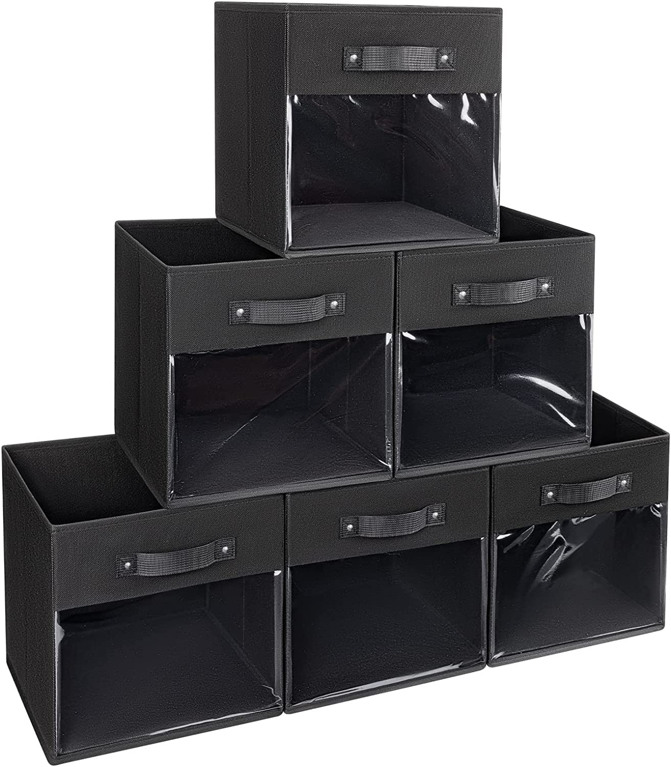 Shavi Bag Multipurpose Non-Woven Light Weight Easily Foldable Cube Storage Box Organizer for Wardrobe with Handle & See through Window|Toys Storage Box for Kids|Size 27 x 27 x 27 CM Black & Pack of 6 (B0BYVVKTM8) Amazon Price History, Amazon Price Tracker