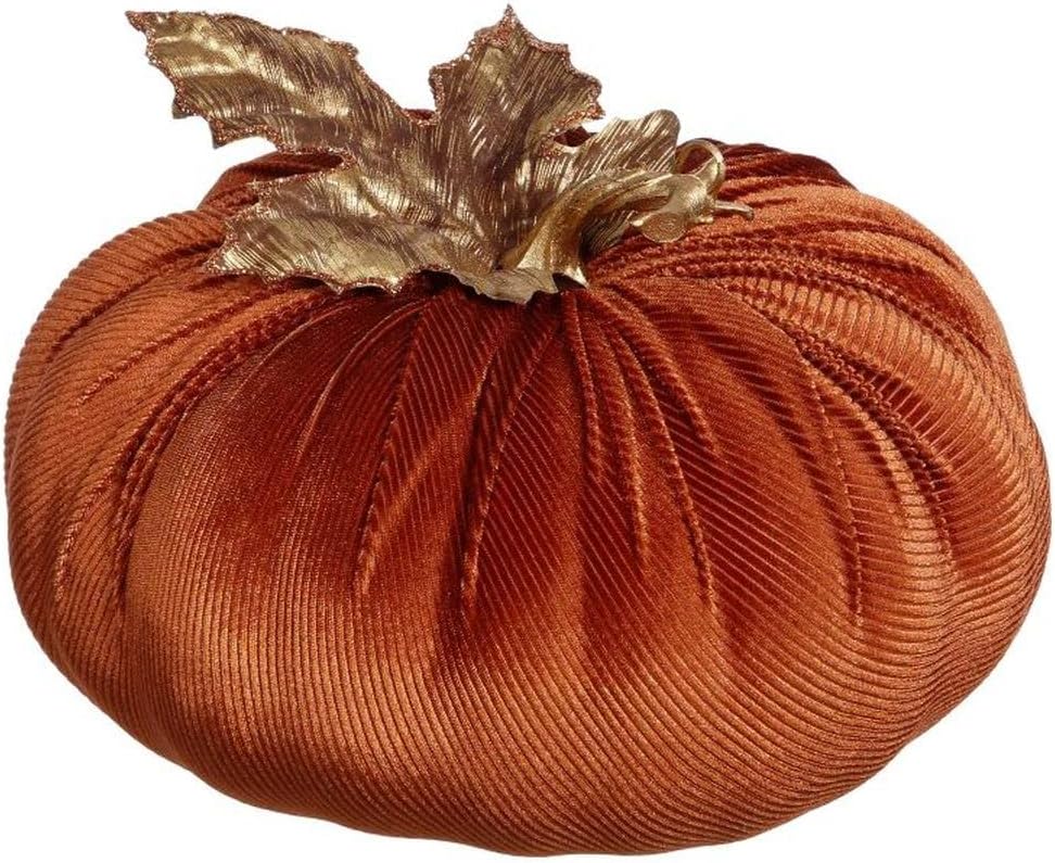 Mark Roberts Fall 2022 Velvet Pumpkin Copper Small 8.5x6 - Refined Fall Ornament, Stylish Design, Cozy Autumn Accent, Decorative