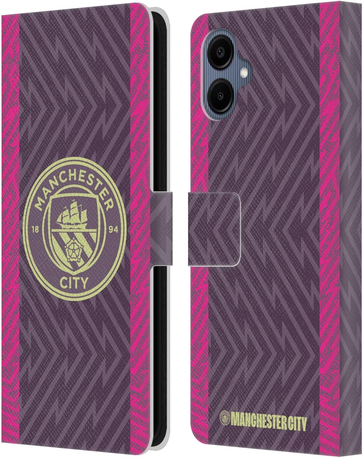 Head Case Designs Officially Licensed Manchester City Man City FC Home Goalkeeper 2023/24 Badge Kit Leather Wallet Case Compatible with Samsung Galaxy A06 4G / 5G