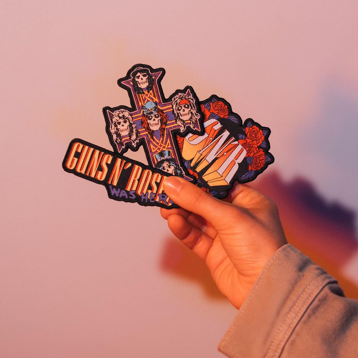 Grupo Erik Iron On Patches for Clothing - Guns N' Roses Merch | 3 Sew On Patches for Clothing & for Backpacks, Backpack Accessories | Guns and Roses Gifts Under 15 Pounds