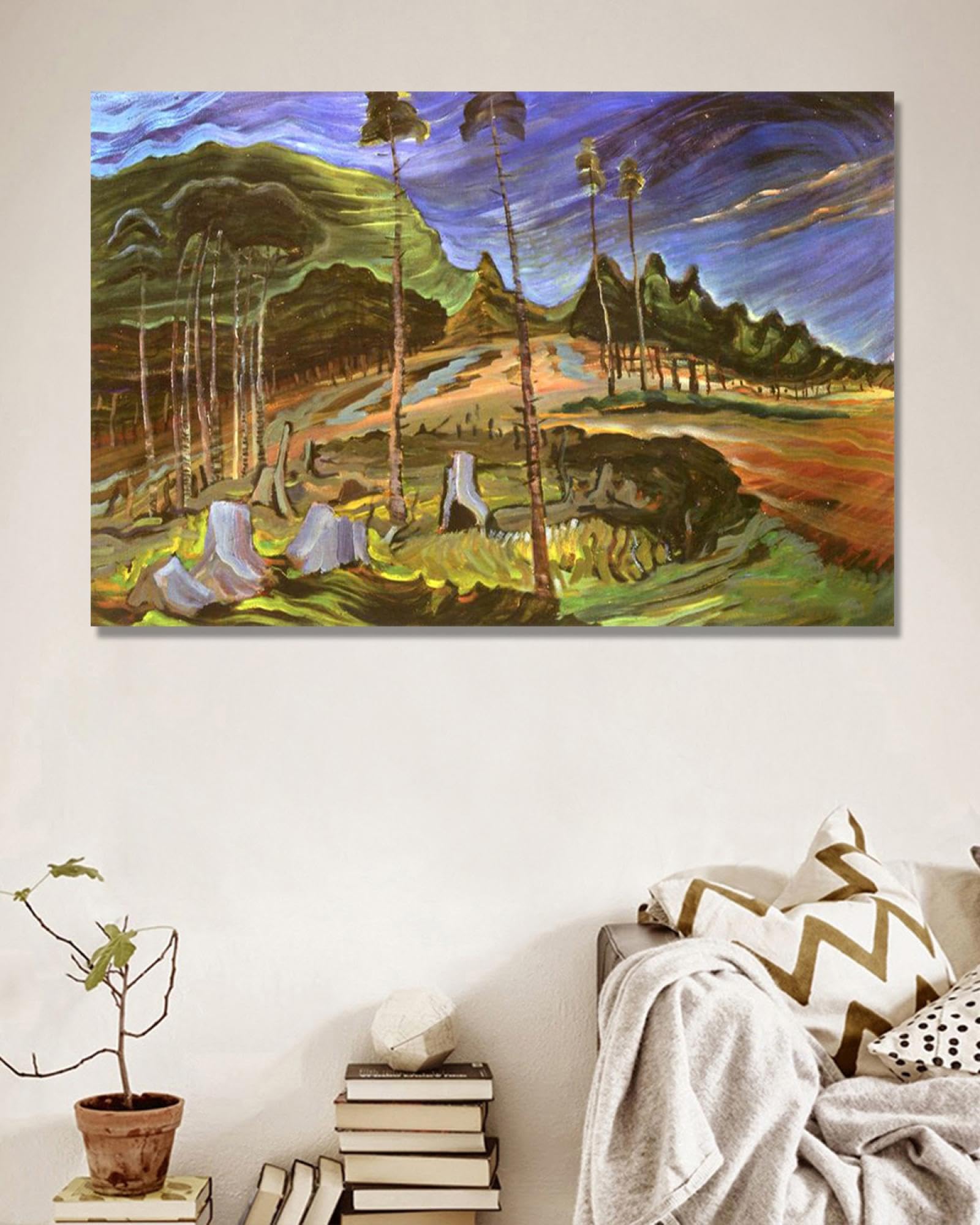NHLDZYH Wydruki Emily Carr (jodły śliwkowe), reprodukcje słynnych obrazów, abstrakcyjny obraz artystyczny do salonu sypialni wystrój domu. 30 x 45 cm - tylko płótno