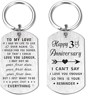 Anniversary Keychain Gifts for Him Her Men Women, Happy Wedding Anniversary for Husband Wife