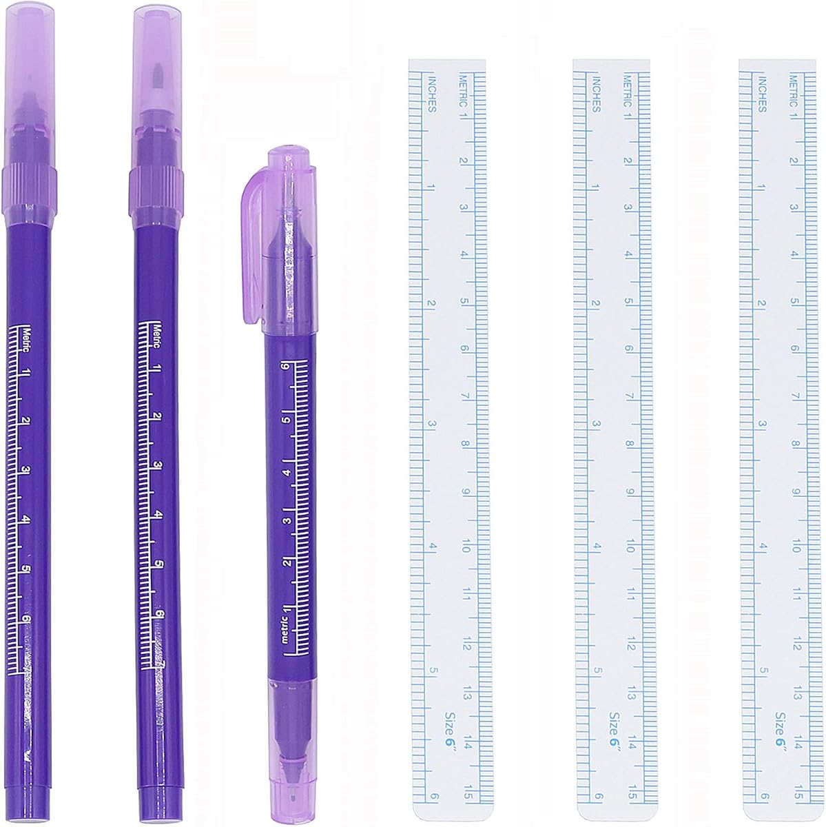 3 rotuladores para piel quirúrgica, punta estéril profesional, marcadores de plantilla para tatuajes, (0,5 mm, 1 mm) con regla de papel (2 cabezales individuales + 1 cabezal doble)