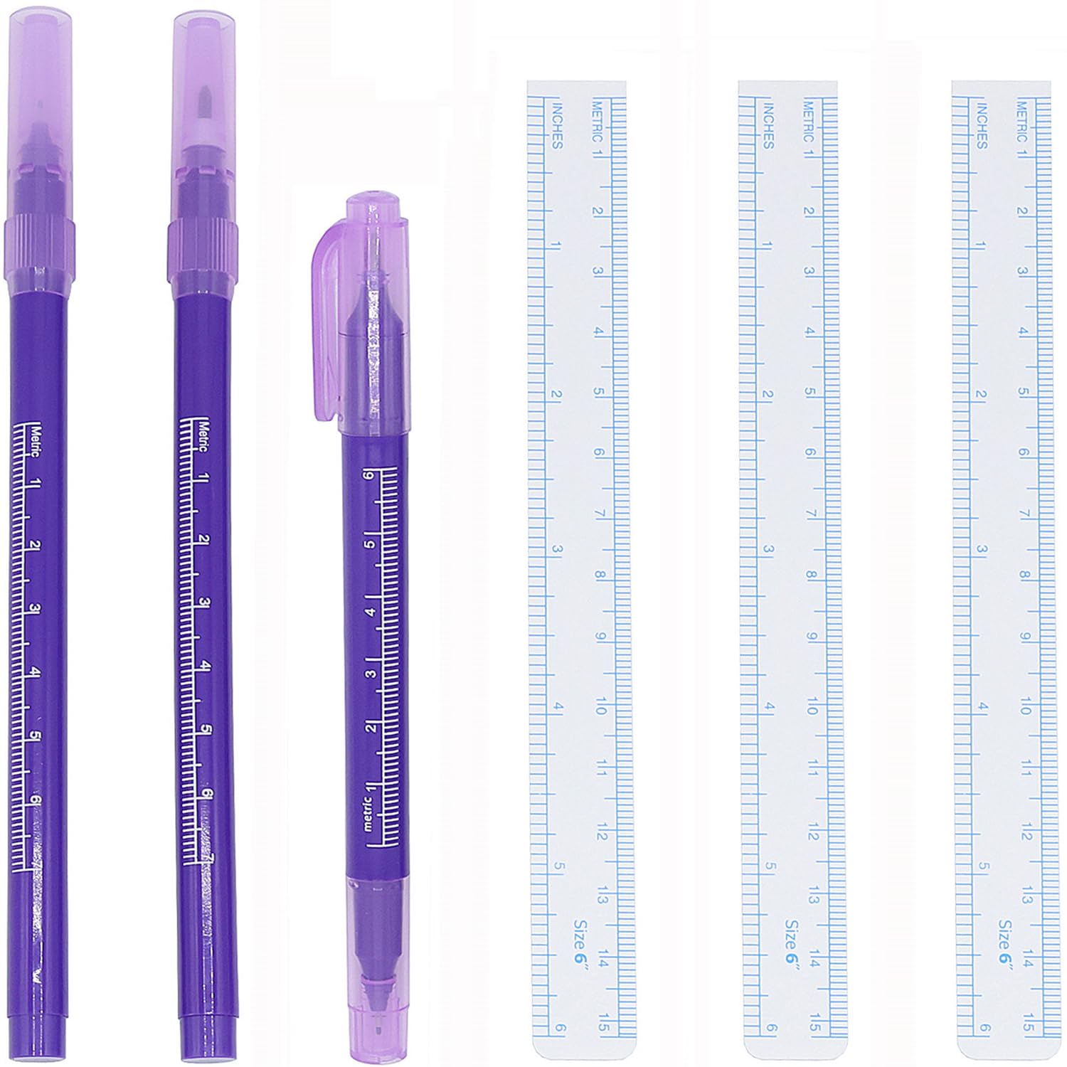 3 Pcs Surgical Skin Marker Pen, Professional Sterile Tip Tattoo Stencil Markers Pen Scribes ，(0.5mm,1mm) with Paper Ruler (2 Single Head +1 Double Head)