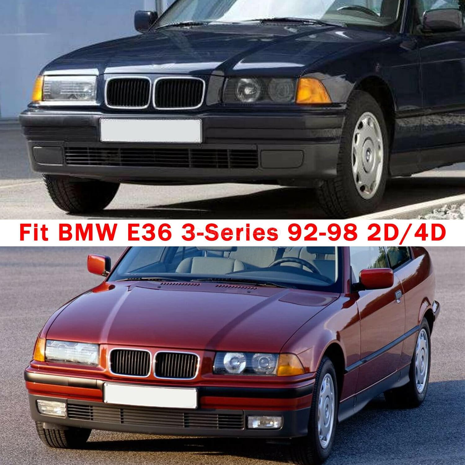 PENSUN M3 Style Front Bumper Body Kit+fog light Fit for 1992-1998 BMW E36 3Series Replacement ABS