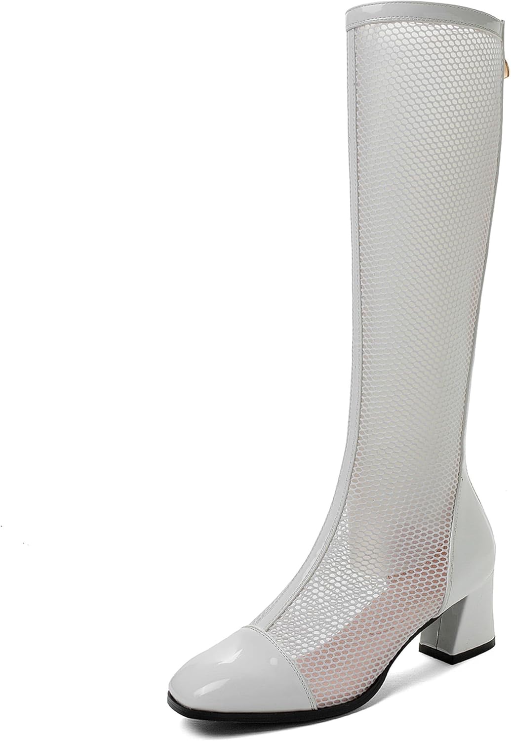 Women Summer Elegant Square Toe Mesh Boots