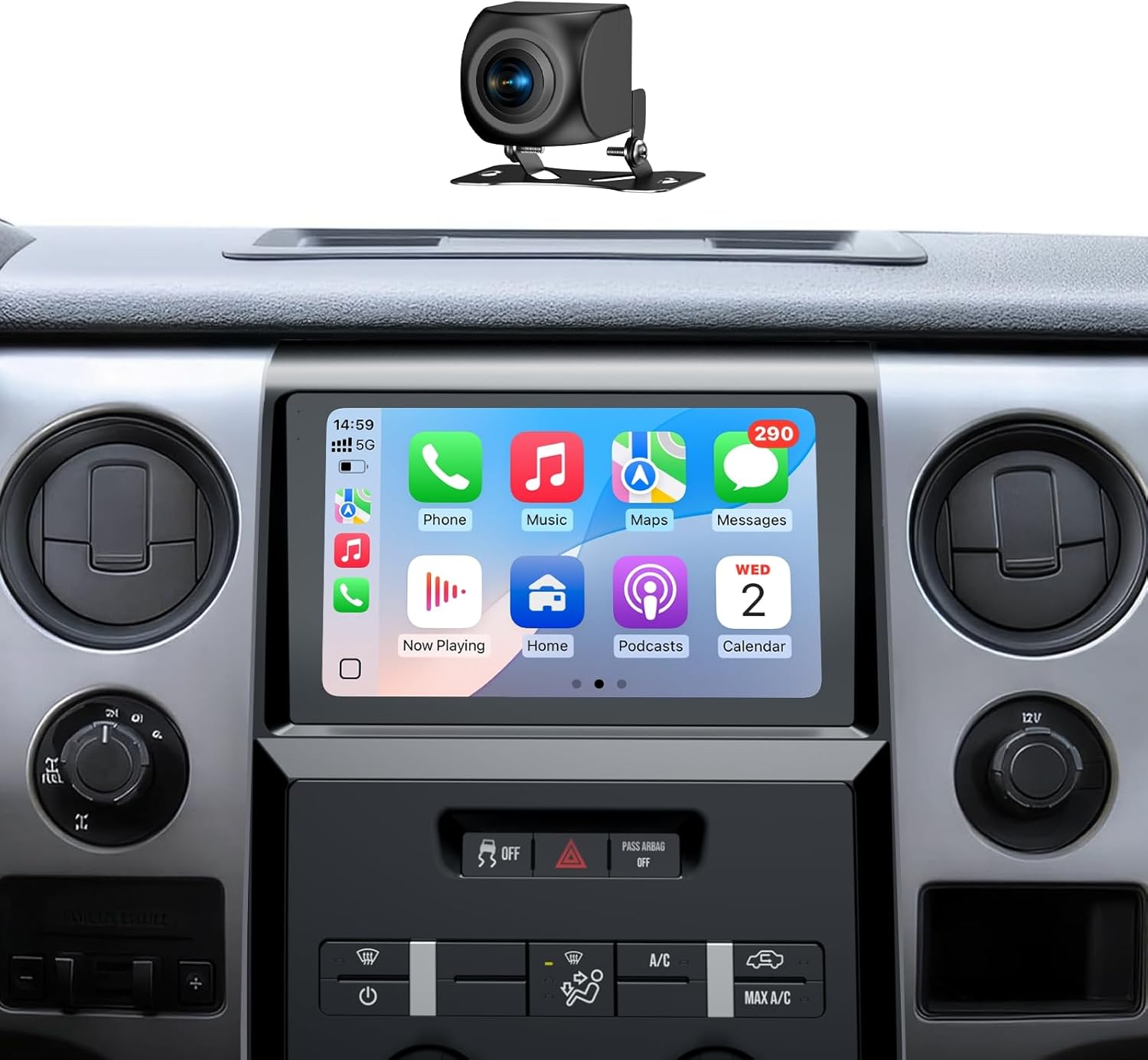 WonVon Car Stereo for Ford F150 2013 2014, Built-in Cooling Fan 9'' Touch Screen Radio Upgrade Support Carplay/Android Auto/WiFi/Bluetooth/Navigation/Backup Camera, 8-Core 4+64GB