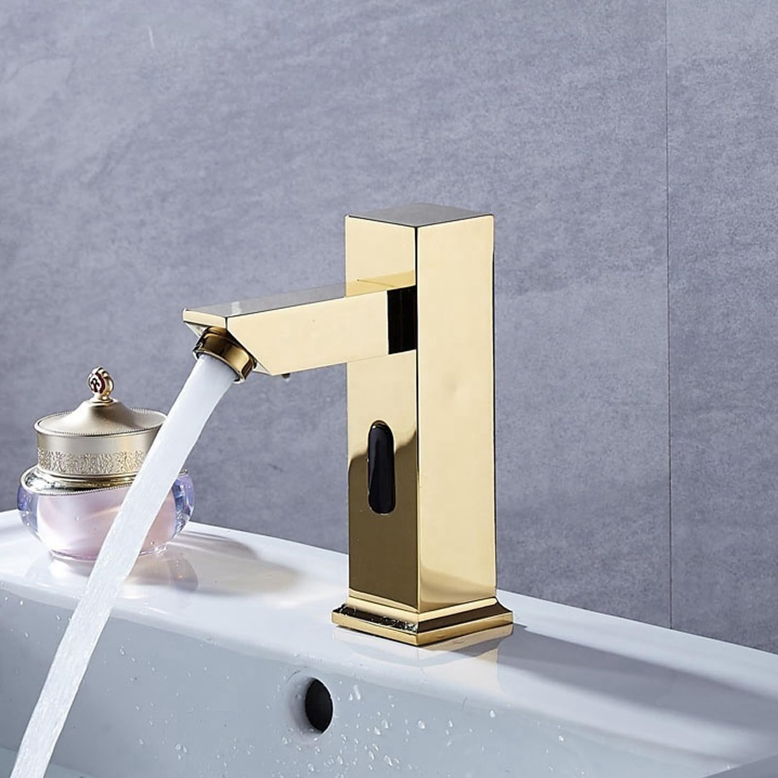 ZYCHSJXA Touchless Bathroom Faucet Basin Mixer Taps Gold Smart Infrared Induction Sensor Wash with Hot and Cold,Low