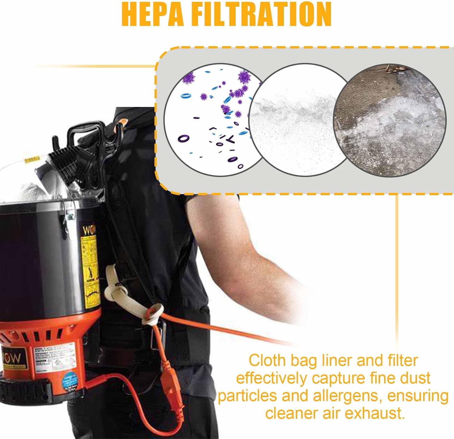 Aillsa Replacement for Hoover Vacuum HEPA Cloth Bag Liner and Filter Compatible with Hoover Part 2KE2105000 2KE2110000 2-KE2110-000 Fits Hoover Backpack Vacuum Cleaner C2401 & Royal RY4000 RY4001