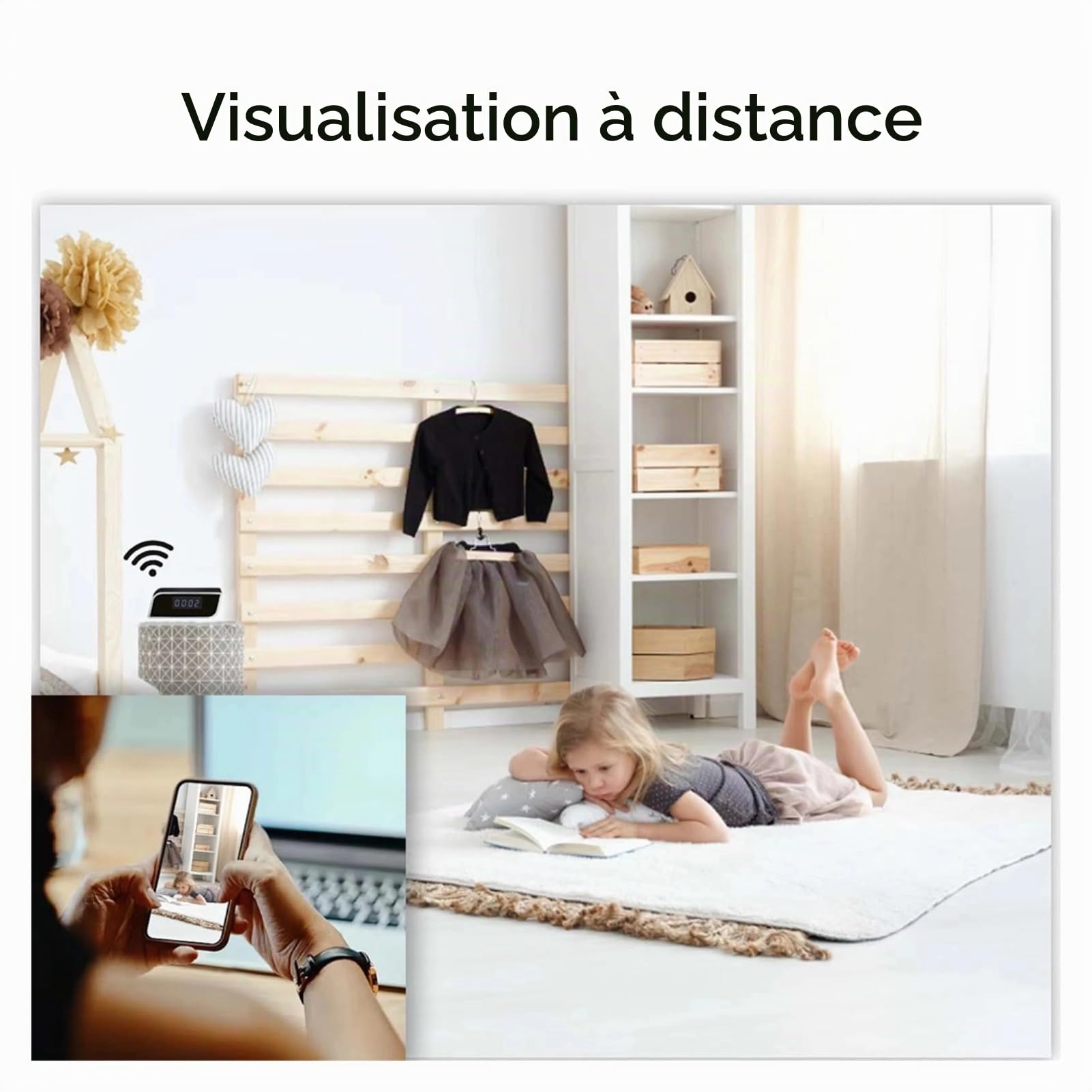 Caméra Horloge de sécurité 4K HD WiFi, Mini caméra Horloge avec détection de Mouvement, Vision Nocturne et contrôle Via Application pour la sécurité de Votre Domicile
