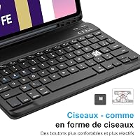 SENGBIRCH Samsung Galaxy Tab S9 FE 10.9" Billentyűzetes Tok - Vezeték Nélküli Bluetooth Billentyűzet Leválasztható Fekete Tablet Védőtok 3
