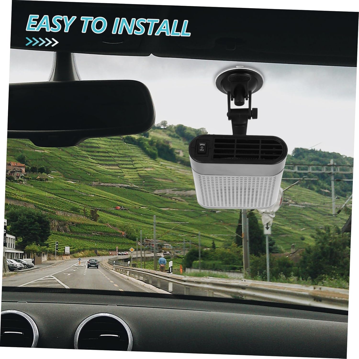 Cabilock 1Set Portable Car Heater Defroster Dual Functionality Windshield De Icer Warm Air Fan for Winter Suction Cup Mount for Easy Installation