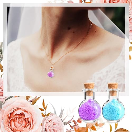 Miniatura 5 de Zhehao 100 mini botellas de vidrio de 0.07 onzas líquidas con tapones de corcho, pequeños frascos de deseos, pequeños frascos con mini botellas de