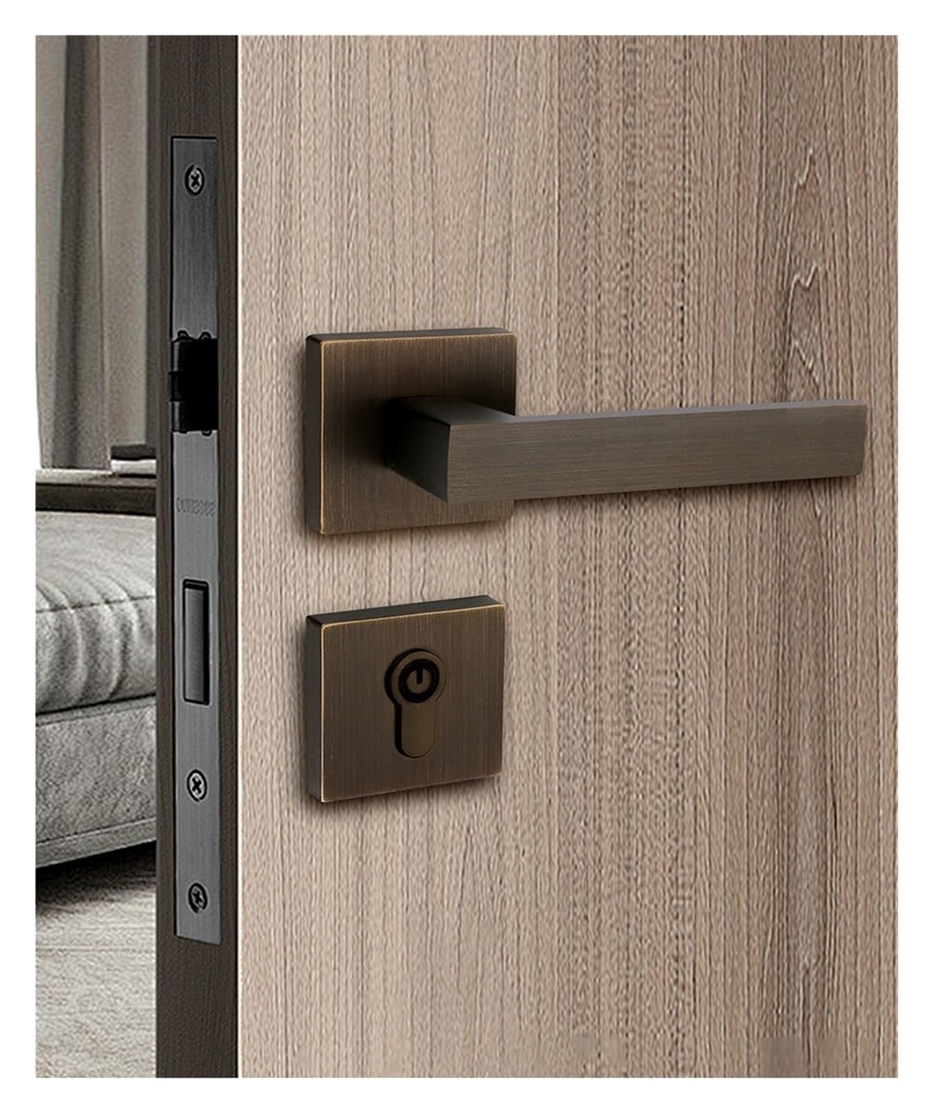Serrure de porte de chambre à coucher rétro en laiton pour le bois