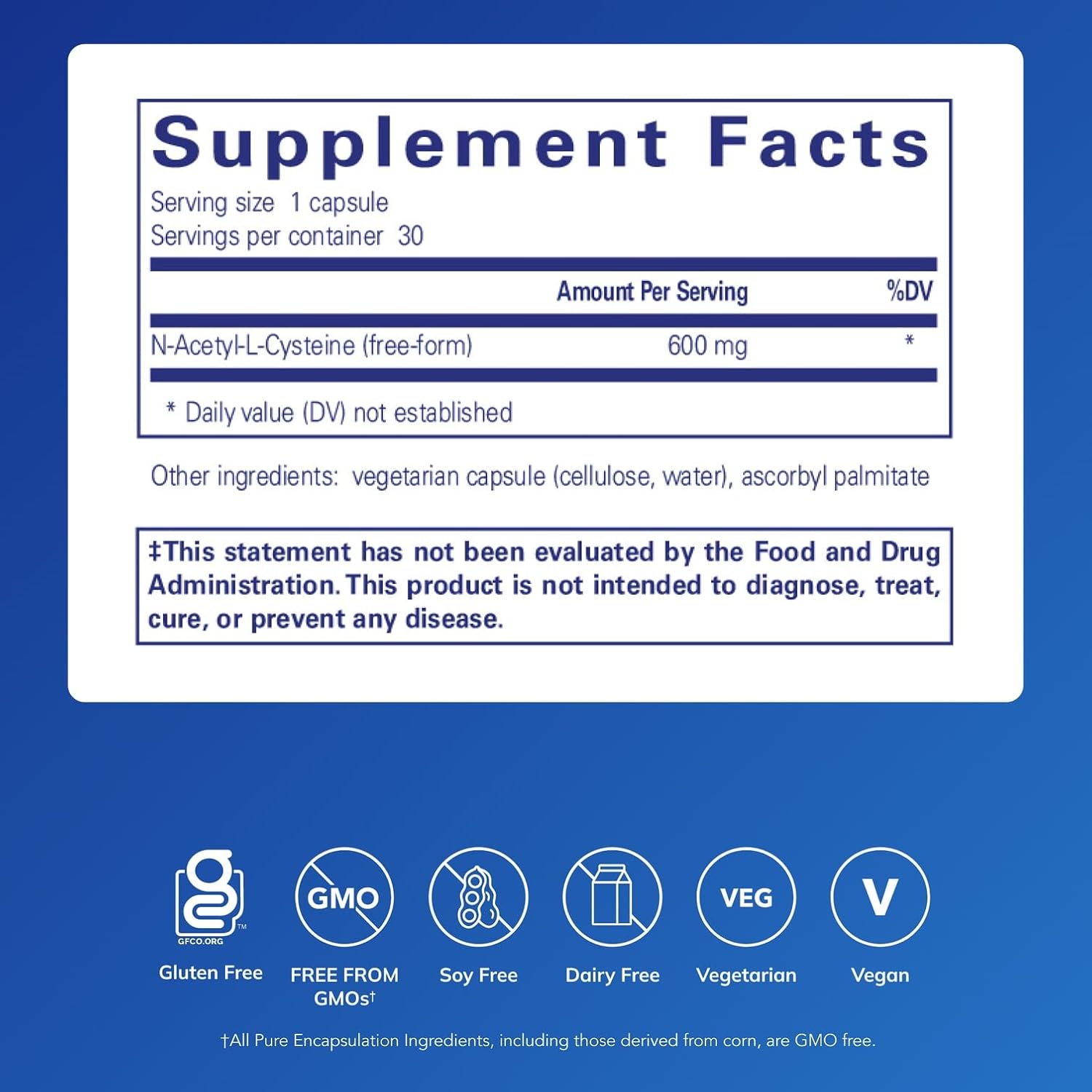 Pure Encapsulations NAC 600 mg - N-Acetyl Cysteine NAC Supplement for Lung Health & Immune Support, Liver Support & Antioxidants* - with Freeform N-Acetyl-L-Cysteine - 30 Capsules - Image 2