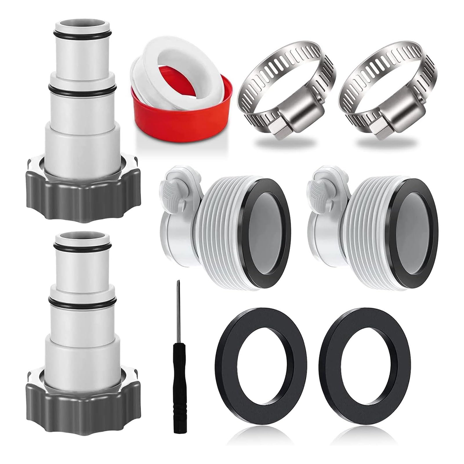 Mekalero Pool Hose Adapter a with Collar Replacement for Threaded Connection Pumps Converts 1.5" to 1.25" Hose Accessories Pool Pumps Accessories