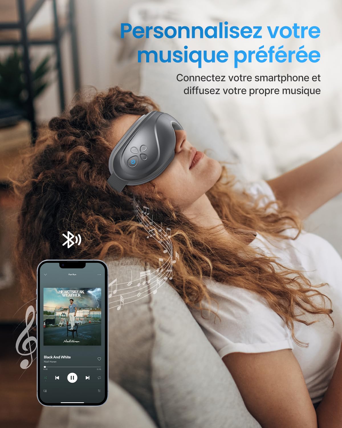 RENPHO Eyeris 2 - amélioré masseur oculaire avec chaleur, vibrations compressions, 5 modes, Masque de massage rechargeable pour les yeux secs, les poches sous les yeux, les cernes