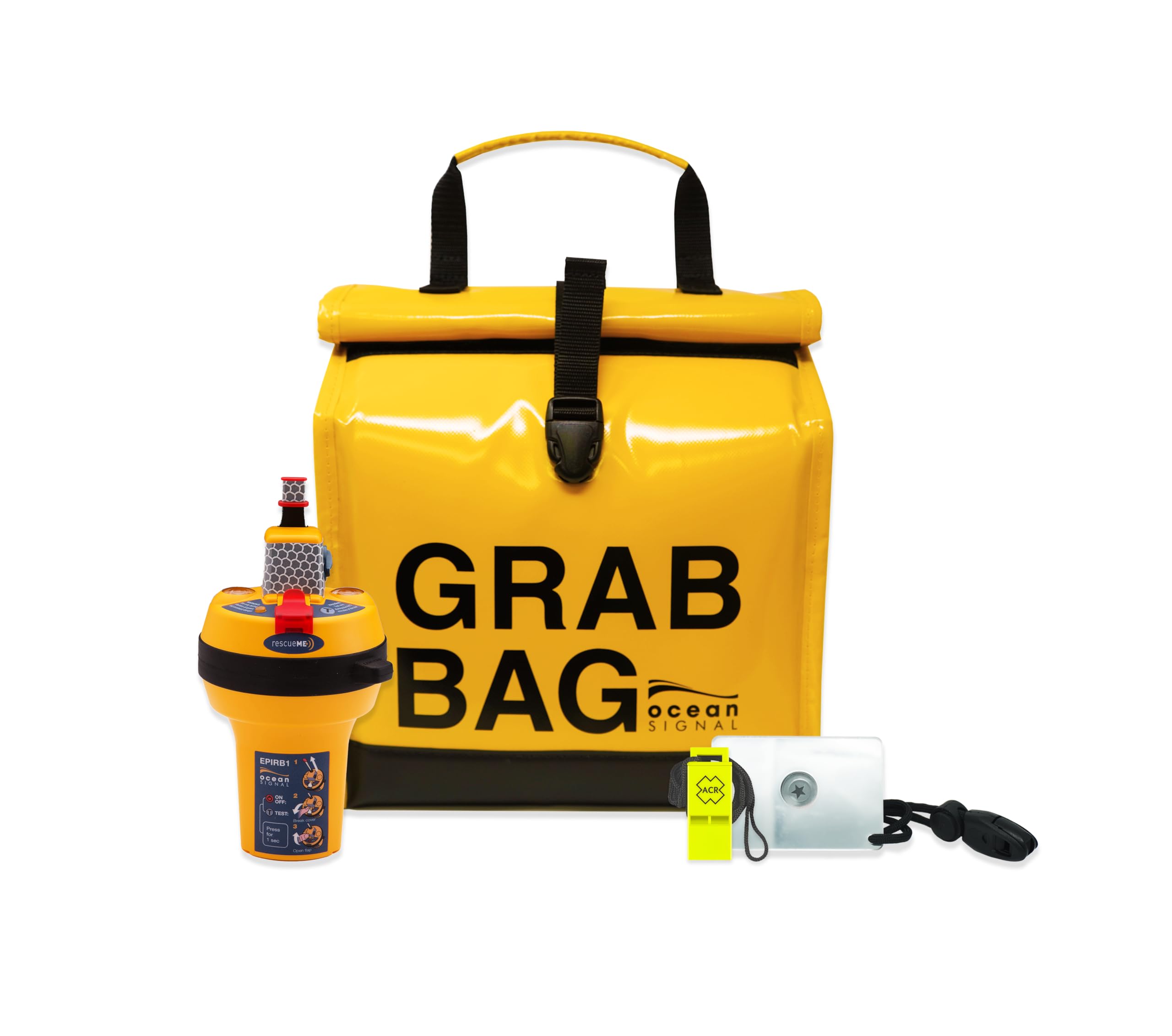 Ocean Signal rescueME EPIRB2 Kit de Seguridad con Bolsa de Abandono, Espejo de Señales, Silbato y Equipo de Supervivencia - Pack de Rescate Global para Navegación de Altura, Veleros y Barcos