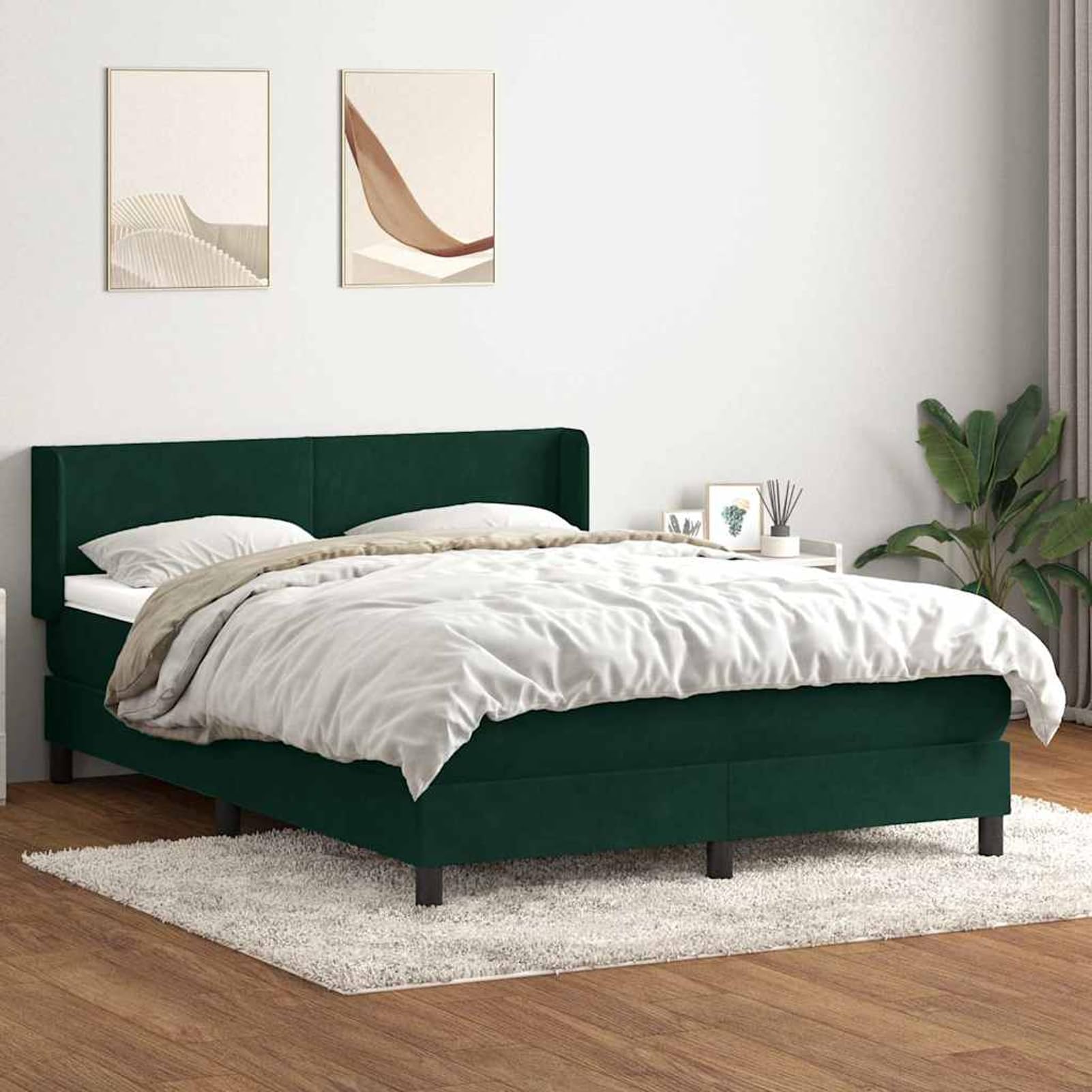 ATOMSTACK MAKER Letto a molle, 160 x 220 cm, con materasso a molle insacchettate e cuscino traspirante, testiera regolabile in altezza, in velluto verde scuro, confortevole e moderno, per camera da