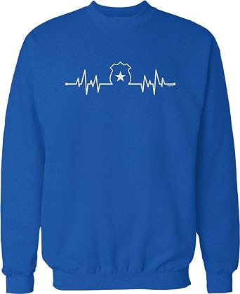 Police Badge Heartbeat Crew Neck Sweatshirt