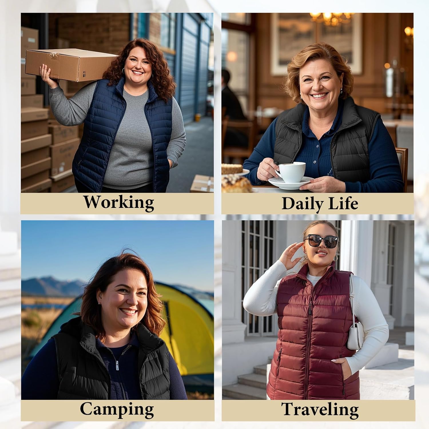 Plus Size Puffer Vest Women 1X-7X Water-Resistant Puffy Winter Vest Packable Lightweight Puffer Vest - Image 5