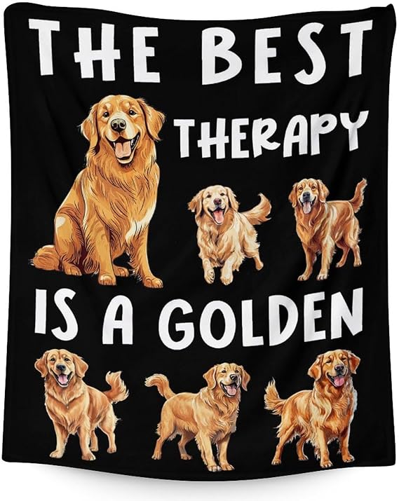Golden Retriever Blanket - 50x60 Inches Size for Teen - Soft Fluffy Throw for Living Room Decorative - Black Funny Fuzzy Gifts